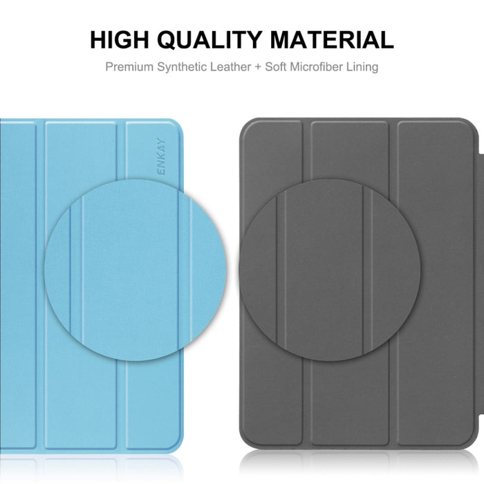 Para Xiaomi Pad 6 ENKAY Tri-fold Custer Texture Funda de cuero con soporte inteligente, For Xiaomi Pad 6