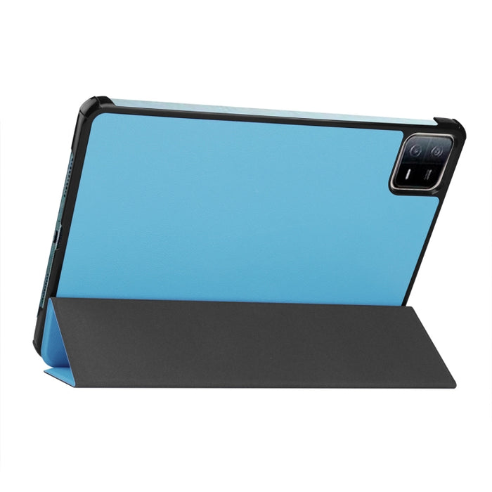 Para Xiaomi Pad 6 ENKAY Tri-fold Custer Texture Funda de cuero con soporte inteligente, For Xiaomi Pad 6