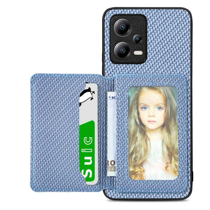 Estuche para teléfono con bolsa de tarjeta magnética de fibra de carbono, For Xiaomi Poco X5, For Xiaomi Redmi Note 10 5G, For Xiaomi Redmi Note 12 5G Global, For OPPO A74 5G