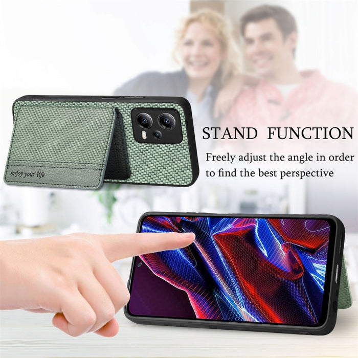 Estuche para teléfono con bolsa de tarjeta magnética de fibra de carbono, For Xiaomi Poco X5, For Xiaomi Redmi Note 10 5G, For Xiaomi Redmi Note 12 5G Global, For OPPO A74 5G