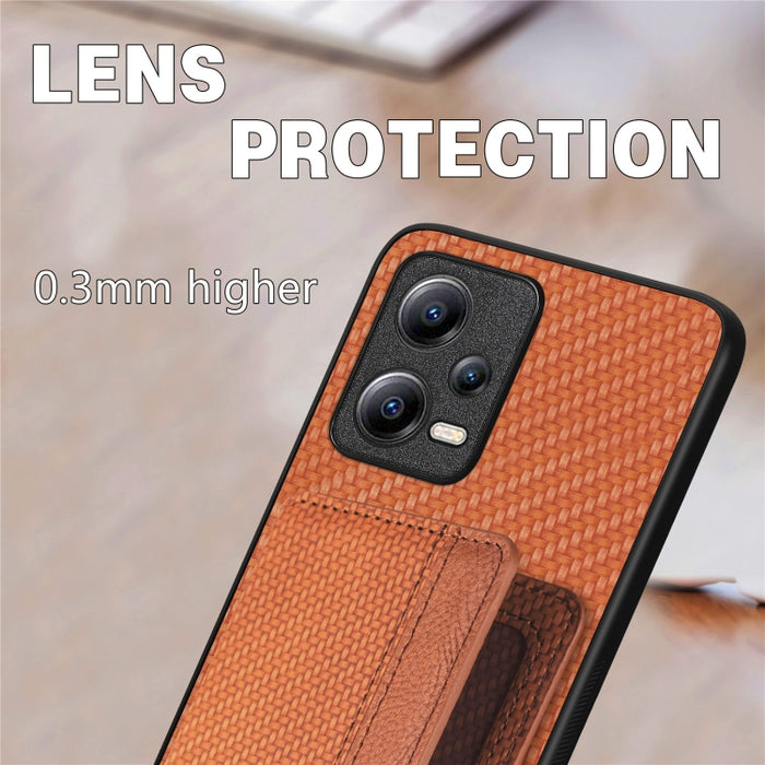 Estuche para teléfono con bolsa de tarjeta magnética de fibra de carbono, For Xiaomi Poco X5, For Xiaomi Redmi Note 10 5G, For Xiaomi Redmi Note 12 5G Global, For OPPO A74 5G