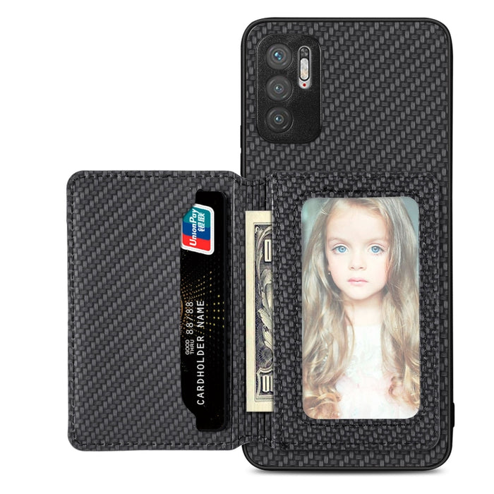 Estuche para teléfono con bolsa de tarjeta magnética de fibra de carbono, For Xiaomi Poco X5, For Xiaomi Redmi Note 10 5G, For Xiaomi Redmi Note 12 5G Global, For OPPO A74 5G