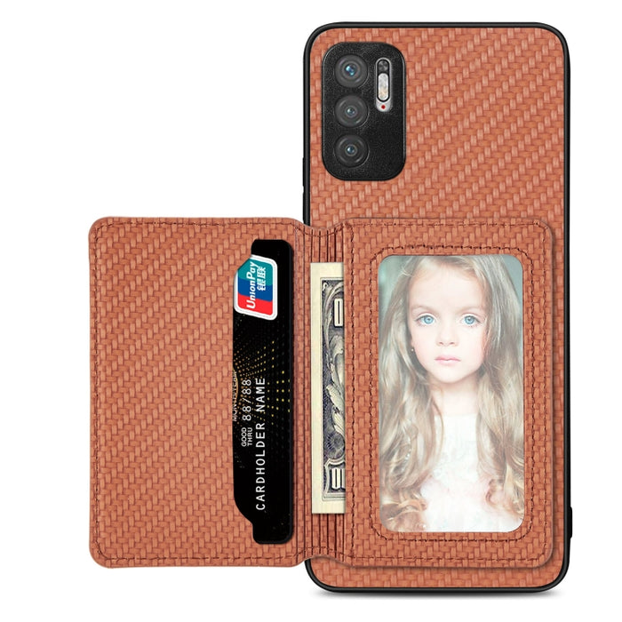 Estuche para teléfono con bolsa de tarjeta magnética de fibra de carbono, For Xiaomi Poco X5, For Xiaomi Redmi Note 10 5G, For Xiaomi Redmi Note 12 5G Global, For OPPO A74 5G