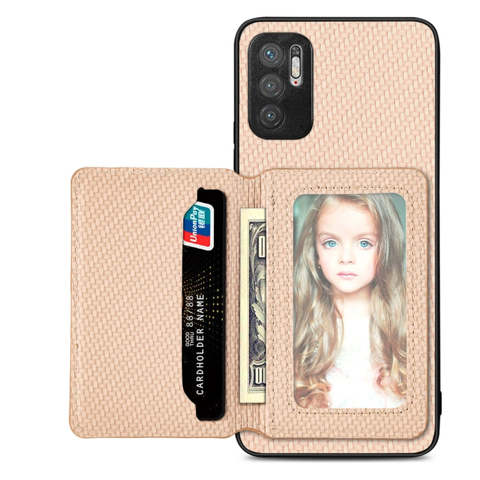 Estuche para teléfono con bolsa de tarjeta magnética de fibra de carbono, For Xiaomi Poco X5, For Xiaomi Redmi Note 10 5G, For Xiaomi Redmi Note 12 5G Global, For OPPO A74 5G