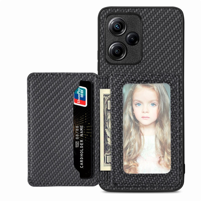 Estuche para teléfono con bolsa de tarjeta magnética de fibra de carbono, For Xiaomi Poco X5, For Xiaomi Redmi Note 10 5G, For Xiaomi Redmi Note 12 5G Global, For OPPO A74 5G