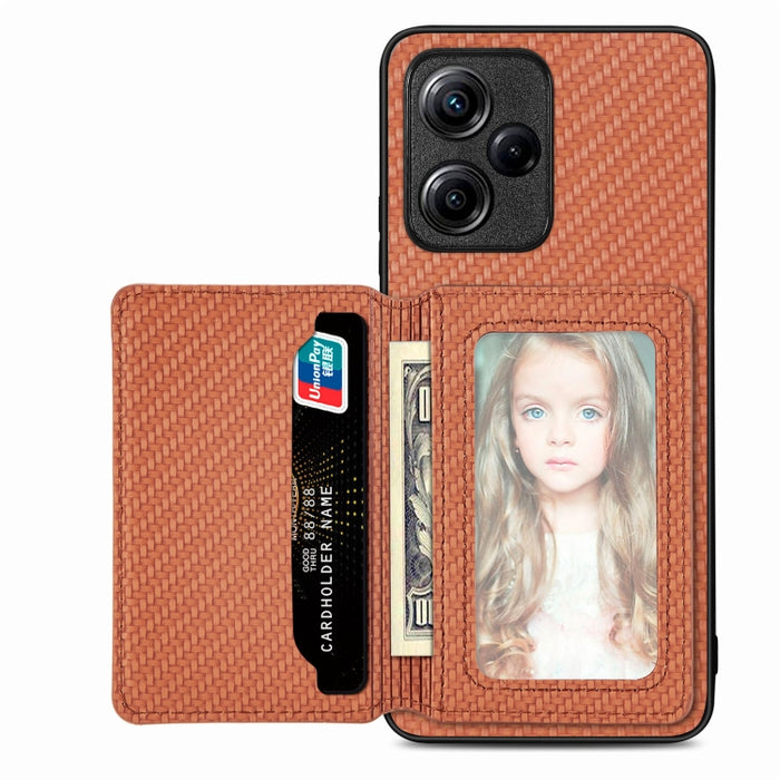 Estuche para teléfono con bolsa de tarjeta magnética de fibra de carbono, For Xiaomi Poco X5, For Xiaomi Redmi Note 10 5G, For Xiaomi Redmi Note 12 5G Global, For OPPO A74 5G