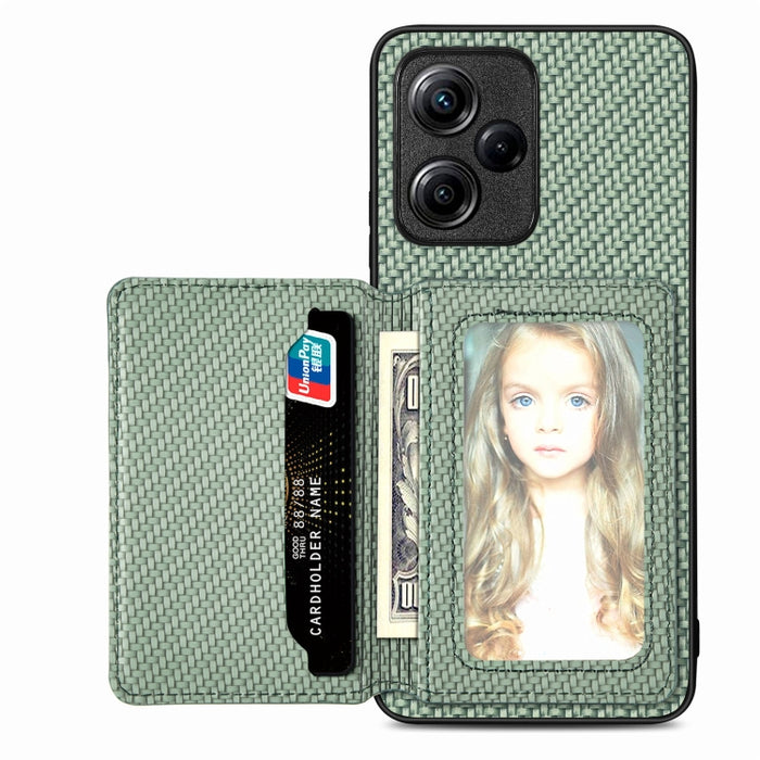 Estuche para teléfono con bolsa de tarjeta magnética de fibra de carbono, For Xiaomi Poco X5, For Xiaomi Redmi Note 10 5G, For Xiaomi Redmi Note 12 5G Global, For OPPO A74 5G