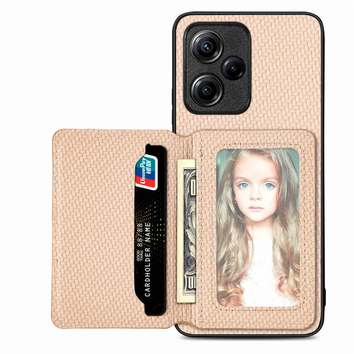 Estuche para teléfono con bolsa de tarjeta magnética de fibra de carbono, For Xiaomi Poco X5, For Xiaomi Redmi Note 10 5G, For Xiaomi Redmi Note 12 5G Global, For OPPO A74 5G