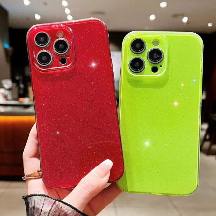 Caja del teléfono de TPU de color sólido con purpurina de gelatina, For iPhone 14 Pro Max