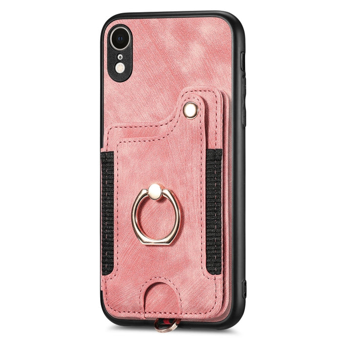 Estuche para teléfono con billetera multitarjeta con anillo retro Skin-feel, For iPhone XR, For iPhone XS Max, For iPhone SE 2022 / SE 2020, For iPhone 7 Plus / 8 Plus