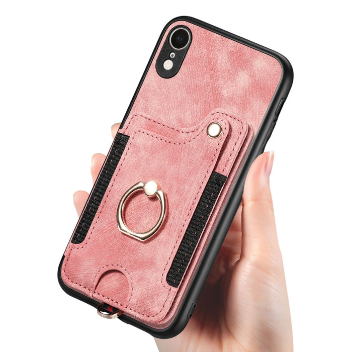 Estuche para teléfono con billetera multitarjeta con anillo retro Skin-feel, For iPhone XR, For iPhone XS Max, For iPhone SE 2022 / SE 2020, For iPhone 7 Plus / 8 Plus