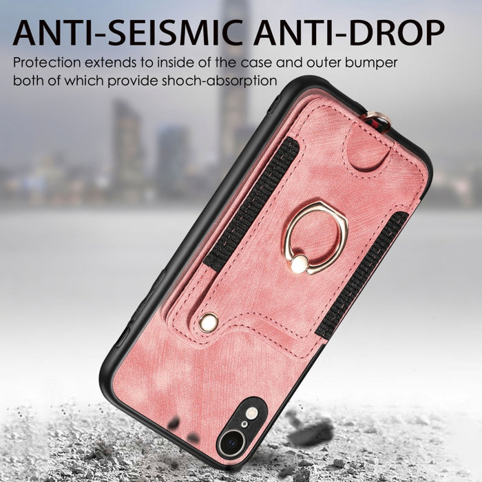 Estuche para teléfono con billetera multitarjeta con anillo retro Skin-feel, For iPhone XR, For iPhone XS Max, For iPhone SE 2022 / SE 2020, For iPhone 7 Plus / 8 Plus
