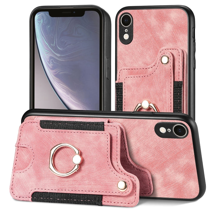 Estuche para teléfono con billetera multitarjeta con anillo retro Skin-feel, For iPhone XR, For iPhone XS Max, For iPhone SE 2022 / SE 2020, For iPhone 7 Plus / 8 Plus
