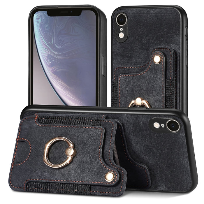 Estuche para teléfono con billetera multitarjeta con anillo retro Skin-feel, For iPhone XR, For iPhone XS Max, For iPhone SE 2022 / SE 2020, For iPhone 7 Plus / 8 Plus