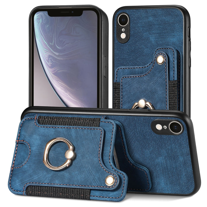 Estuche para teléfono con billetera multitarjeta con anillo retro Skin-feel, For iPhone XR, For iPhone XS Max, For iPhone SE 2022 / SE 2020, For iPhone 7 Plus / 8 Plus
