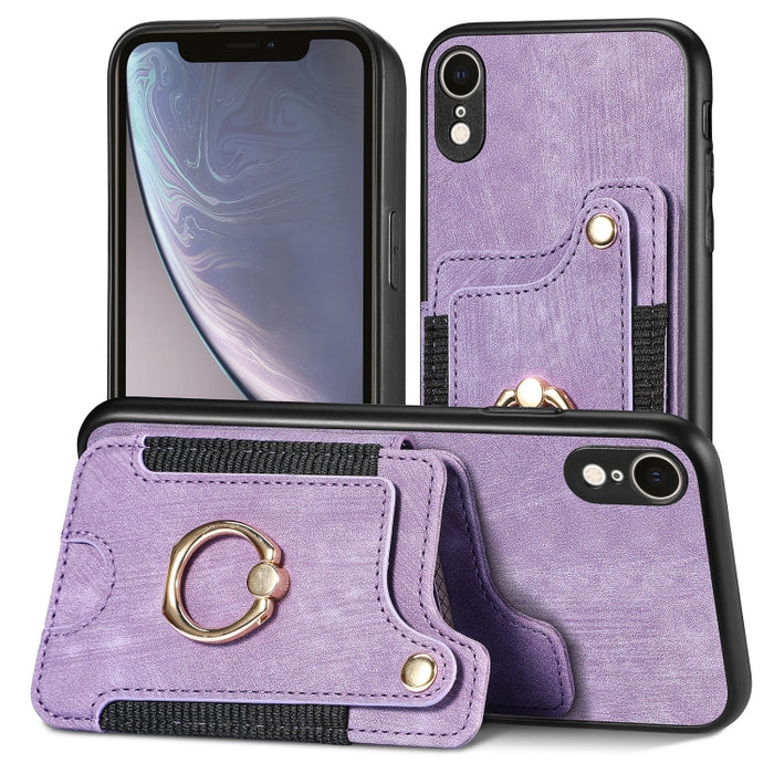 Estuche para teléfono con billetera multitarjeta con anillo retro Skin-feel, For iPhone XR, For iPhone XS Max, For iPhone SE 2022 / SE 2020, For iPhone 7 Plus / 8 Plus