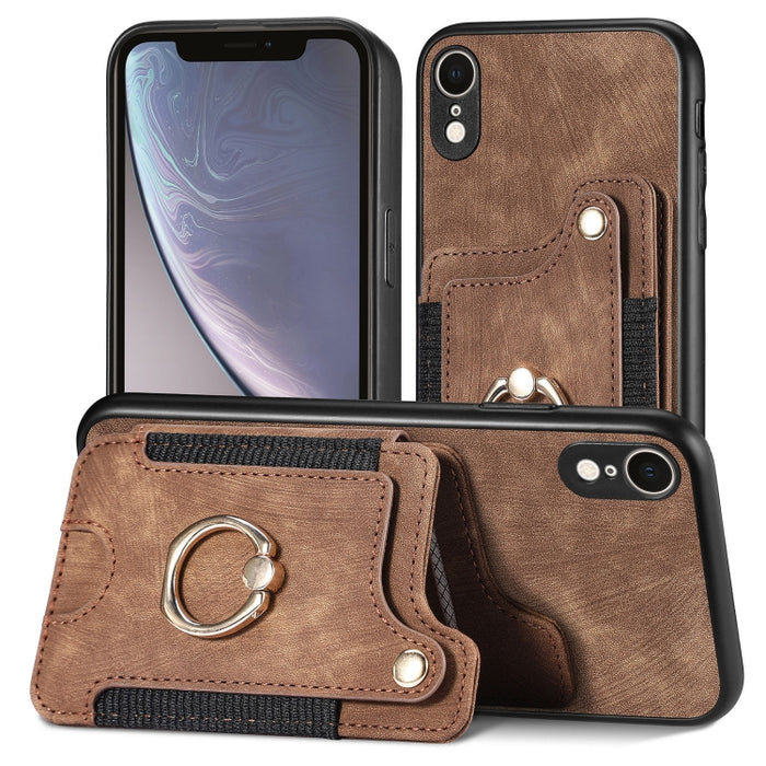 Estuche para teléfono con billetera multitarjeta con anillo retro Skin-feel, For iPhone XR, For iPhone XS Max, For iPhone SE 2022 / SE 2020, For iPhone 7 Plus / 8 Plus