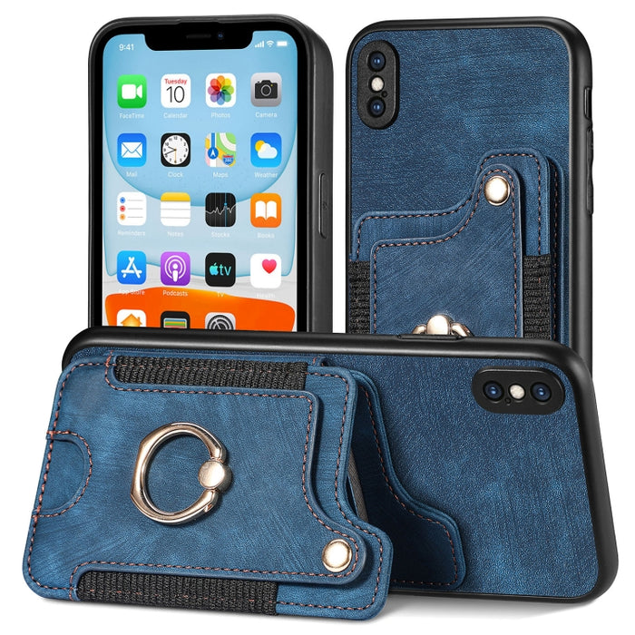 Estuche para teléfono con billetera multitarjeta con anillo retro Skin-feel, For iPhone XR, For iPhone XS Max, For iPhone SE 2022 / SE 2020, For iPhone 7 Plus / 8 Plus