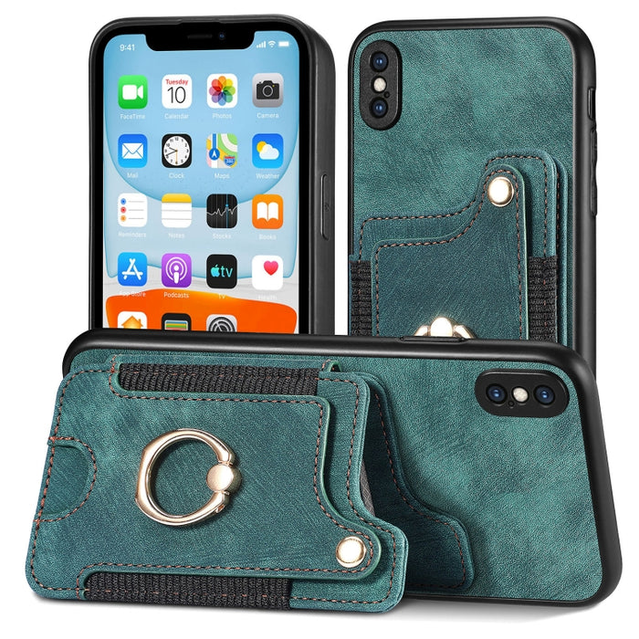 Estuche para teléfono con billetera multitarjeta con anillo retro Skin-feel, For iPhone XR, For iPhone XS Max, For iPhone SE 2022 / SE 2020, For iPhone 7 Plus / 8 Plus