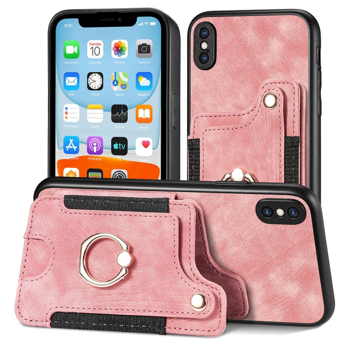 Estuche para teléfono con billetera multitarjeta con anillo retro Skin-feel, For iPhone XR, For iPhone XS Max, For iPhone SE 2022 / SE 2020, For iPhone 7 Plus / 8 Plus