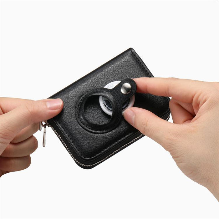 Para AirTag cremallera cartera funda protectora