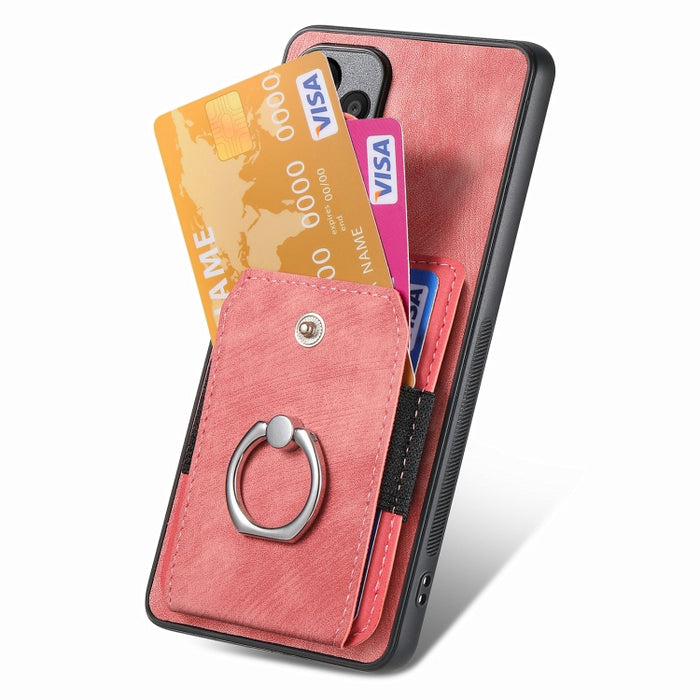 Estuche para teléfono con billetera de tarjeta de anillo con sensación de piel retro, For Google Pixel 6 Pro, For Google Pixel 6, For Google Pixel 7 Pro, For Google Pixel 7, For Xiaomi Poco X5 Pro, For Xiaomi Redmi 9A