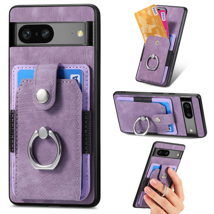 Estuche para teléfono con billetera de tarjeta de anillo con sensación de piel retro, For Google Pixel 6 Pro, For Google Pixel 6, For Google Pixel 7 Pro, For Google Pixel 7, For Xiaomi Poco X5 Pro, For Xiaomi Redmi 9A