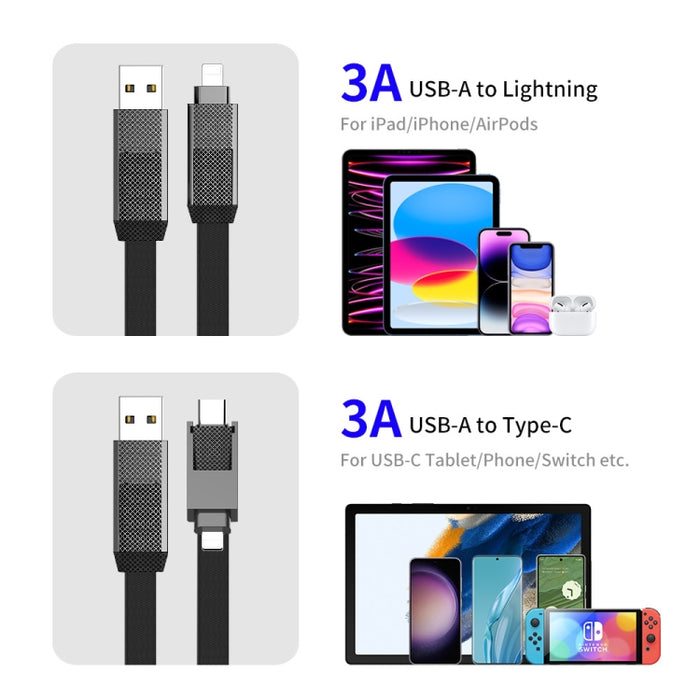 ENKAY ENK-CB134 4 en 1 60W USB-A / Tipo-C a 8 pines / Tipo-C Cable de datos de carga rápida magnético trenzado de nylon, 0.15m, 1.2m