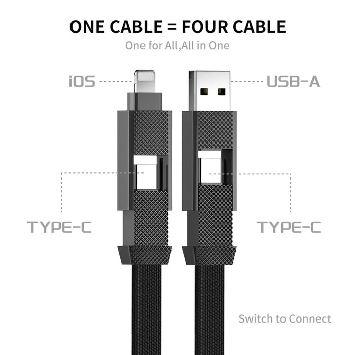 ENKAY ENK-CB134 4 en 1 60W USB-A / Tipo-C a 8 pines / Tipo-C Cable de datos de carga rápida magnético trenzado de nylon, 0.15m, 1.2m