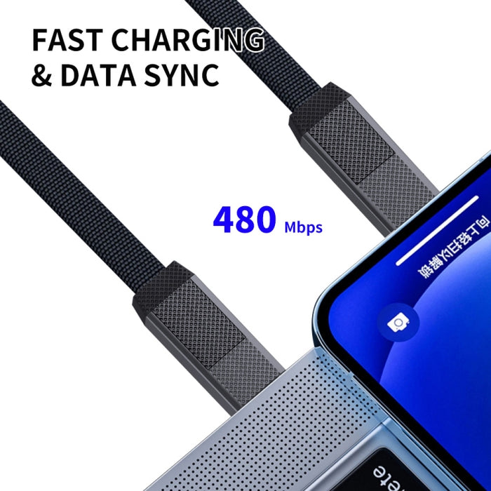 ENKAY ENK-CB134 4 en 1 60W USB-A / Tipo-C a 8 pines / Tipo-C Cable de datos de carga rápida magnético trenzado de nylon, 0.15m, 1.2m
