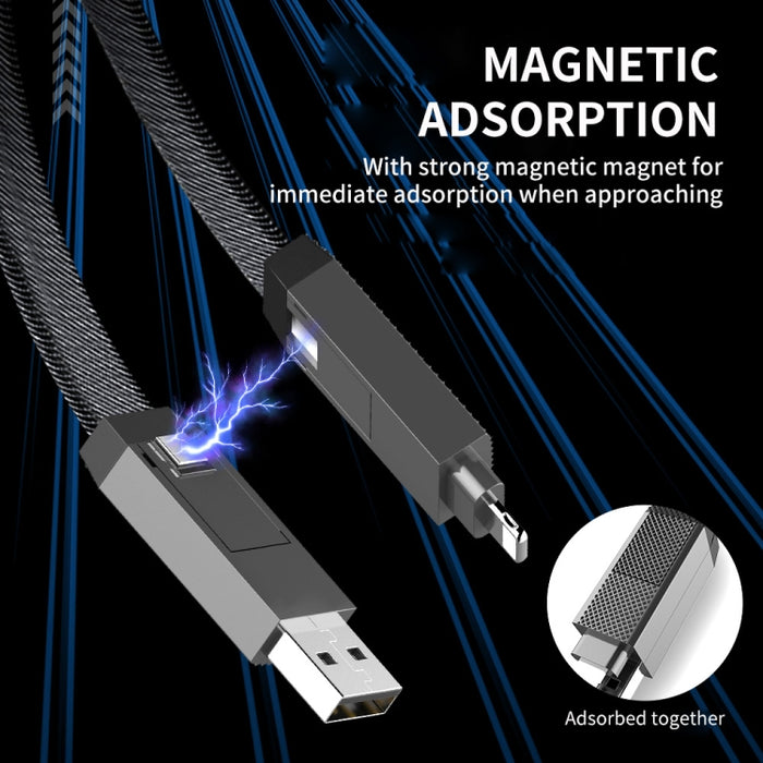 ENKAY ENK-CB134 4 en 1 60W USB-A / Tipo-C a 8 pines / Tipo-C Cable de datos de carga rápida magnético trenzado de nylon, 0.15m, 1.2m