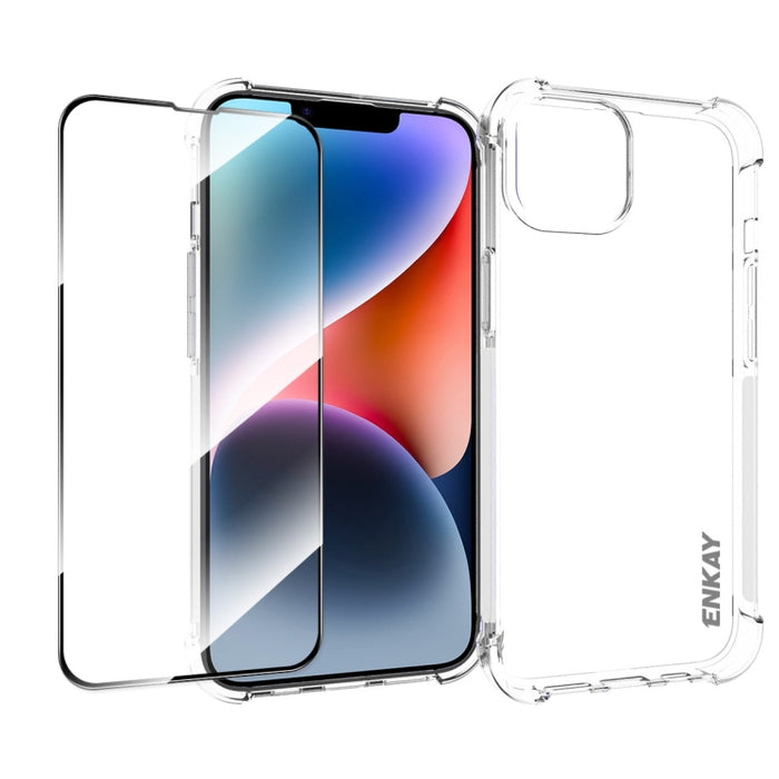 ENKAY Hat-Prince Funda de teléfono transparente de TPU a prueba de golpes con película de vidrio