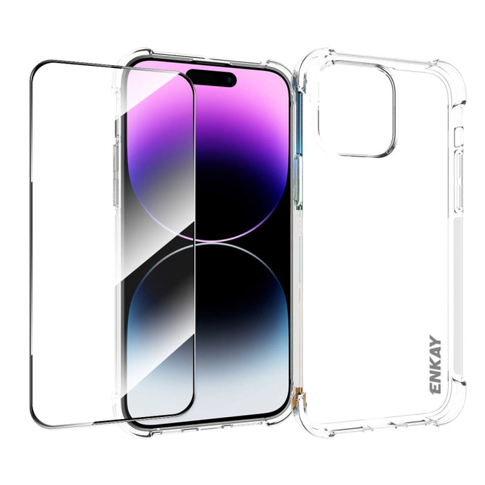 ENKAY Hat-Prince Funda de teléfono transparente de TPU a prueba de golpes con película de vidrio
