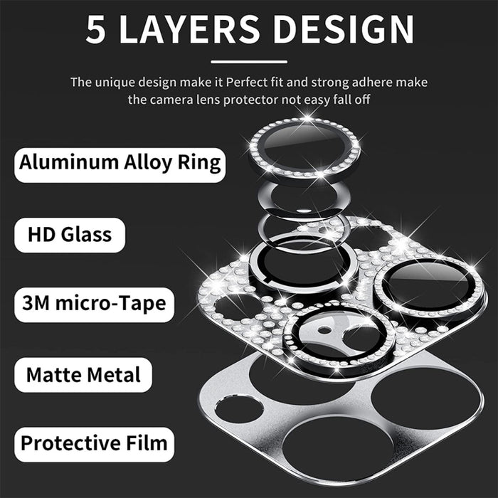 Para iPhone 12 Pro Max ENKAY Hat-Prince Blink Diamond Lente de cámara Película de vidrio templado de aleación de aluminio, For iPhone 12 Pro Max