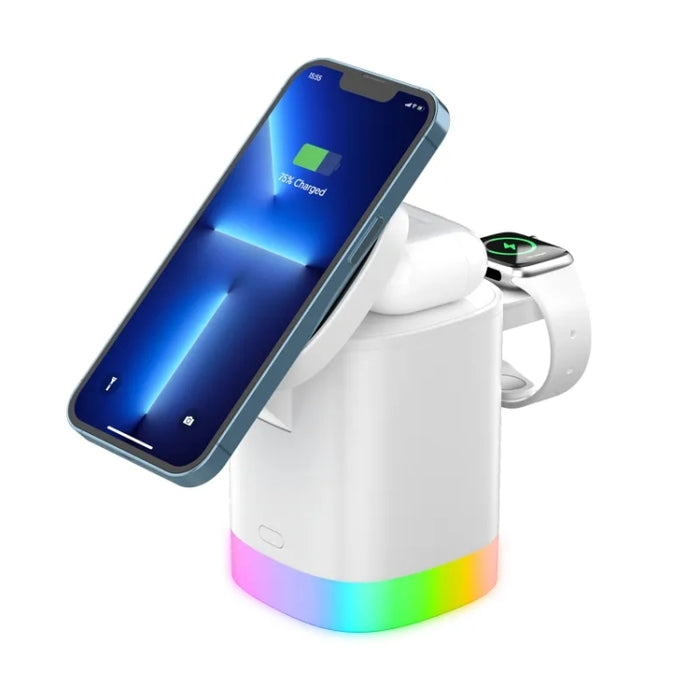 T15 3 en 1 Cargador inalámbrico magnético Magsafe Soporte de carga plegable para iPhone / iWatch / AirPods