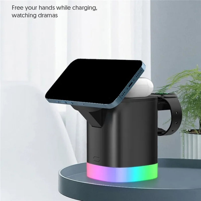 T15 3 en 1 Cargador inalámbrico magnético Magsafe Soporte de carga plegable para iPhone / iWatch / AirPods