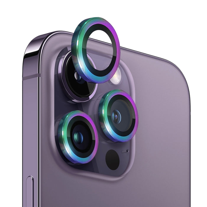 Lente de cámara NORTHJO, película de anillo de Metal de vena de CD de vidrio templado, For iPhone 14 Pro / 14 Pro Max
