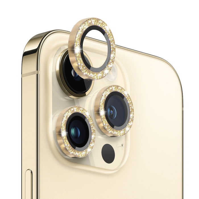 NORTHJO Lente de cámara Vidrio templado Bling Glitter Película de anillo de metal, For iPhone 14 Pro / 14 Pro Max