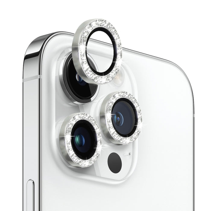 NORTHJO Lente de cámara Vidrio templado Bling Glitter Película de anillo de metal, For iPhone 14 Pro / 14 Pro Max