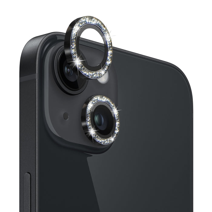 NORTHJO Protector de lente de cámara Vidrio templado Bling Glitter Anillo de metal Película, For iPhone 14 / 14 Plus