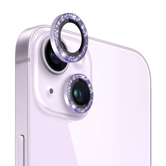 NORTHJO Protector de lente de cámara Vidrio templado Bling Glitter Anillo de metal Película, For iPhone 14 / 14 Plus