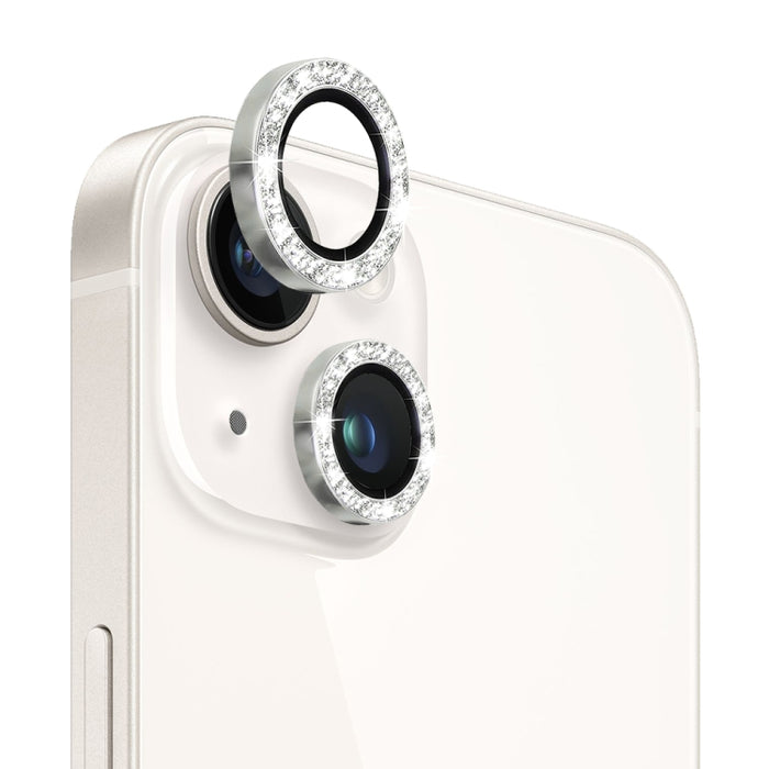 NORTHJO Protector de lente de cámara Vidrio templado Bling Glitter Anillo de metal Película, For iPhone 14 / 14 Plus