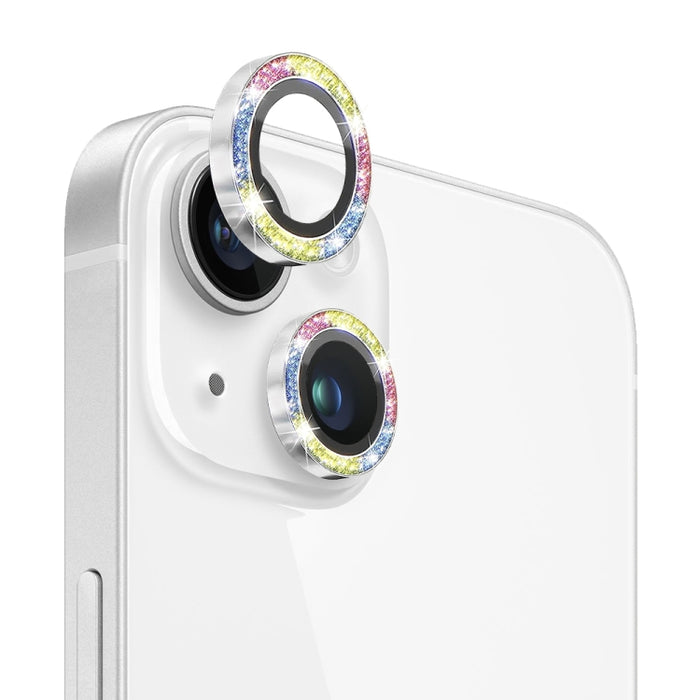 NORTHJO Protector de lente de cámara Vidrio templado Bling Glitter Anillo de metal Película, For iPhone 14 / 14 Plus
