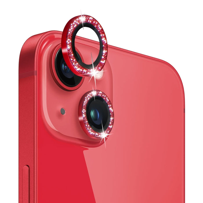 NORTHJO Protector de lente de cámara Vidrio templado Bling Glitter Anillo de metal Película, For iPhone 14 / 14 Plus