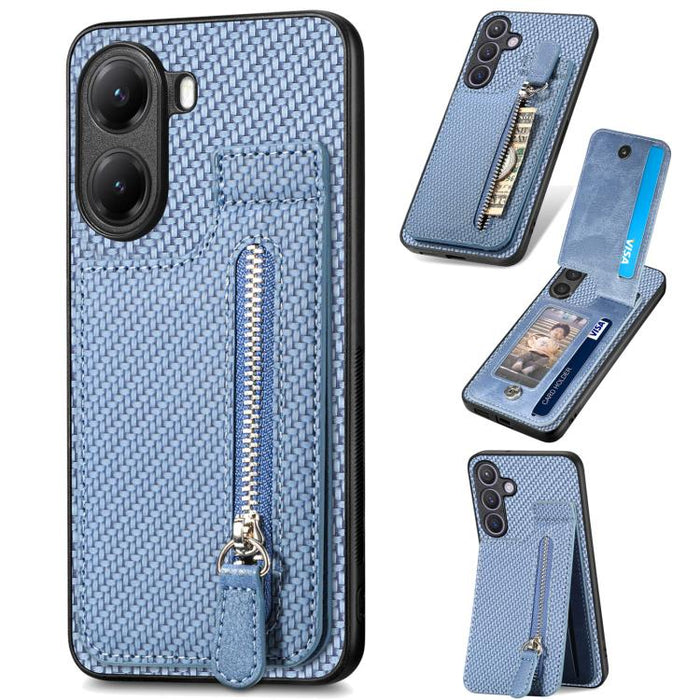 Estuche para teléfono con cremallera vertical de fibra de carbono, For Redmi 15C 5G / 4G Glodal 171mm, For Xiaomi 15T, For Redmi K80 Pro / Poco F7 Ultra, For Redmi K80 / Poco F7 Pro, For Redmi Turbo 4, For Xiaomi Poco X7 Pro, For Redmi Note 12 5G      ...