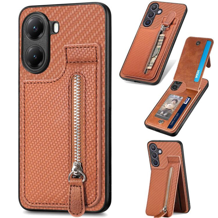 Estuche para teléfono con cremallera vertical de fibra de carbono, For Redmi 15C 5G / 4G Glodal 171mm, For Xiaomi 15T, For Redmi K80 Pro / Poco F7 Ultra, For Redmi K80 / Poco F7 Pro, For Redmi Turbo 4, For Xiaomi Poco X7 Pro, For Redmi Note 12 5G      ...