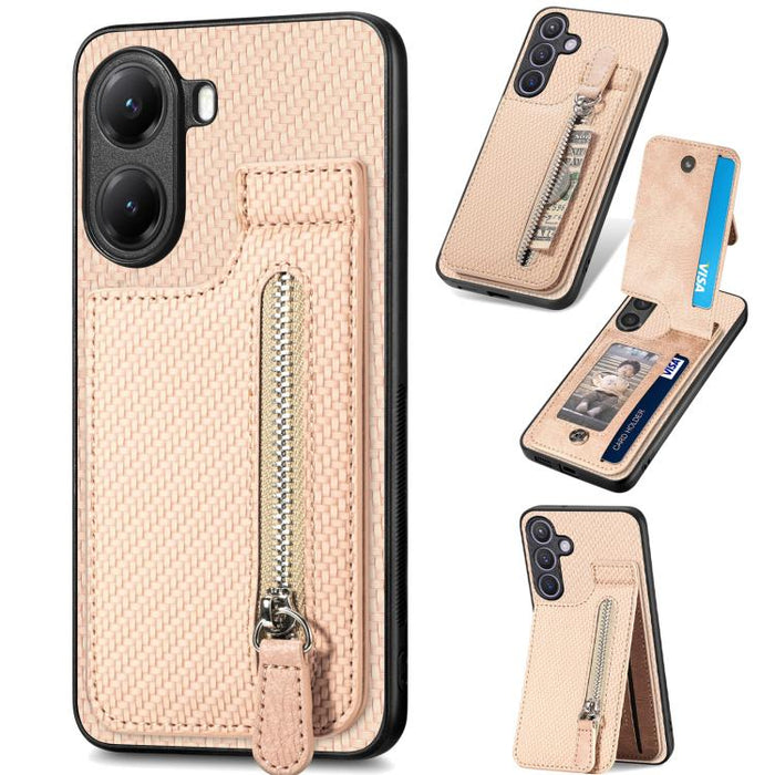 Estuche para teléfono con cremallera vertical de fibra de carbono, For Redmi 15C 5G / 4G Glodal 171mm, For Xiaomi 15T, For Redmi K80 Pro / Poco F7 Ultra, For Redmi K80 / Poco F7 Pro, For Redmi Turbo 4, For Xiaomi Poco X7 Pro, For Redmi Note 12 5G      ...