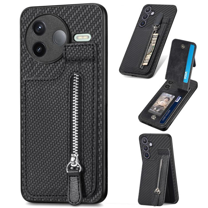 Estuche para teléfono con cremallera vertical de fibra de carbono, For Redmi 15C 5G / 4G Glodal 171mm, For Xiaomi 15T, For Redmi K80 Pro / Poco F7 Ultra, For Redmi K80 / Poco F7 Pro, For Redmi Turbo 4, For Xiaomi Poco X7 Pro, For Redmi Note 12 5G      ...
