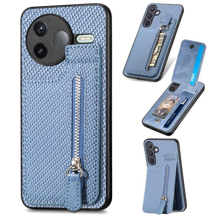 Estuche para teléfono con cremallera vertical de fibra de carbono, For Redmi 15C 5G / 4G Glodal 171mm, For Xiaomi 15T, For Redmi K80 Pro / Poco F7 Ultra, For Redmi K80 / Poco F7 Pro, For Redmi Turbo 4, For Xiaomi Poco X7 Pro, For Redmi Note 12 5G      ...