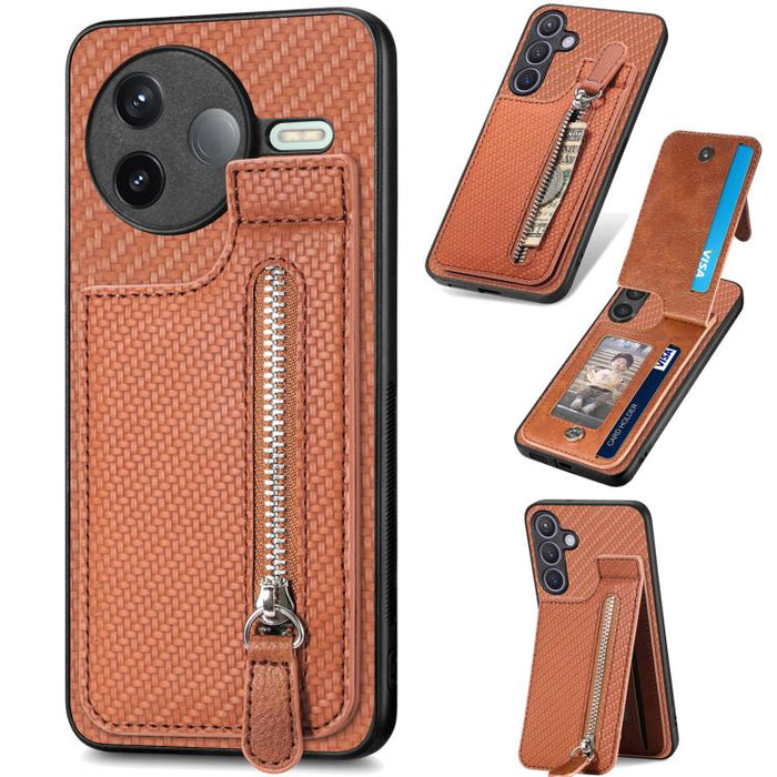 Estuche para teléfono con cremallera vertical de fibra de carbono, For Redmi 15C 5G / 4G Glodal 171mm, For Xiaomi 15T, For Redmi K80 Pro / Poco F7 Ultra, For Redmi K80 / Poco F7 Pro, For Redmi Turbo 4, For Xiaomi Poco X7 Pro, For Redmi Note 12 5G      ...